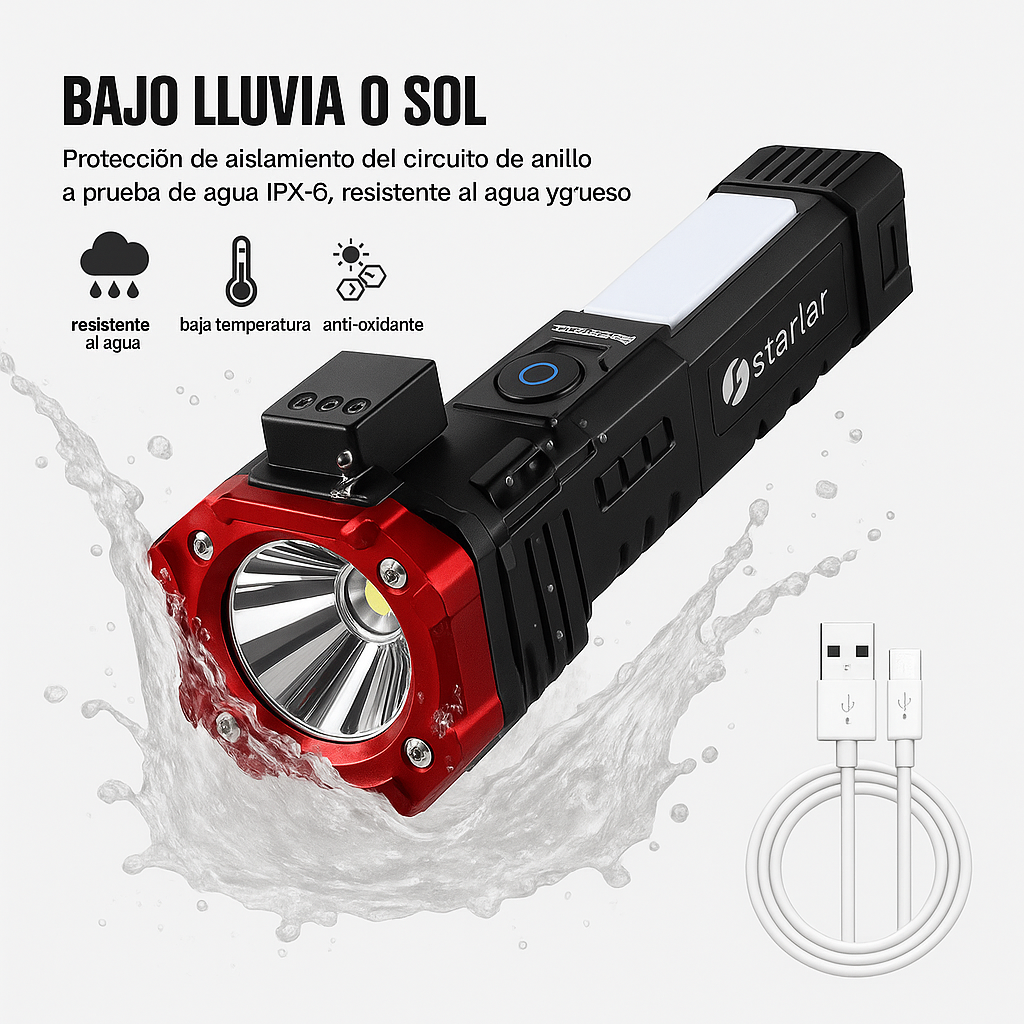 Linterna táctica indestructible 4 en 1 | Ultra potente | ÚLTIMO DÍA DE OFERTA Y ENVÍO GRATIS
