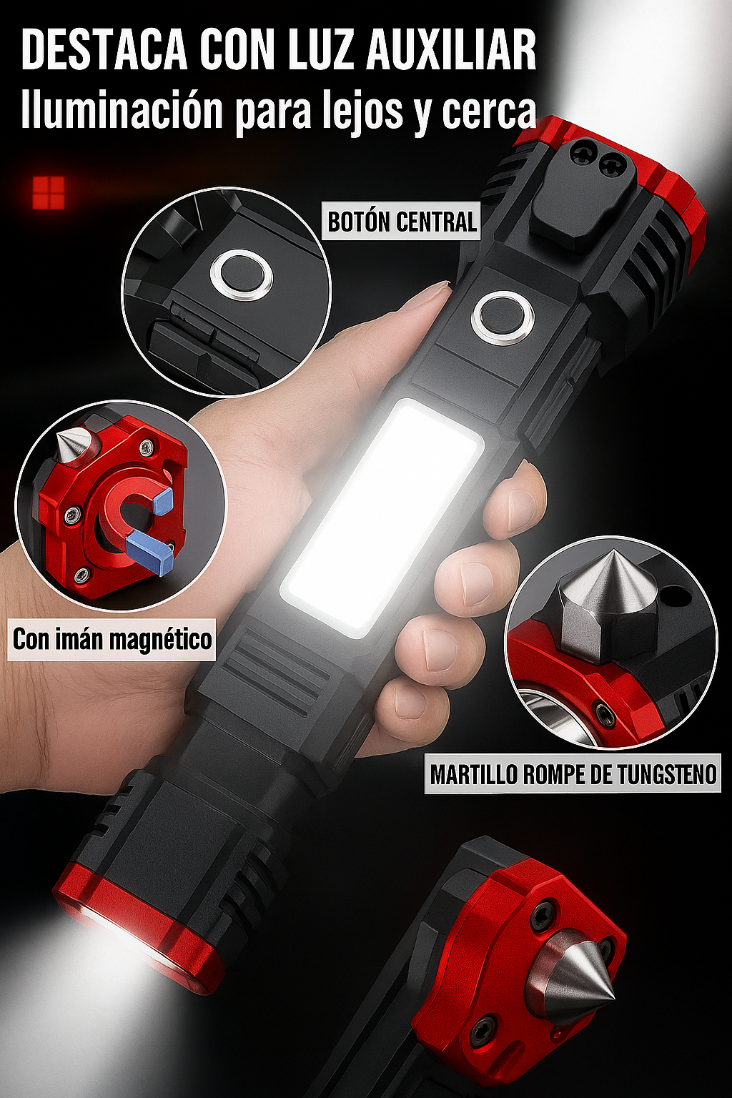 Linterna táctica indestructible 4 en 1 | Ultra potente | ÚLTIMO DÍA DE OFERTA Y ENVÍO GRATIS